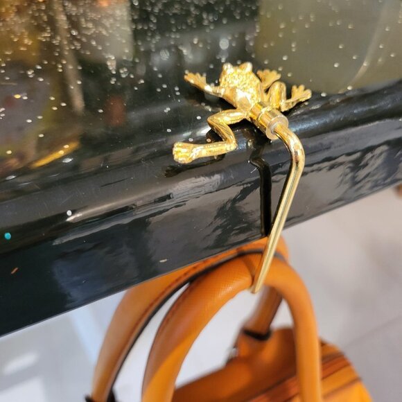CUSTOM Made Gold Plated Frog Handbag Holder or Table Bag Hook - Picture 4 of 16